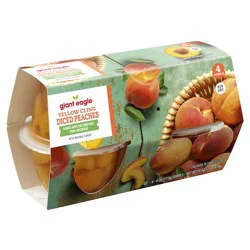 Giant Eagle Diced Peaches, In 100% Juice, 4 Fruit Cups