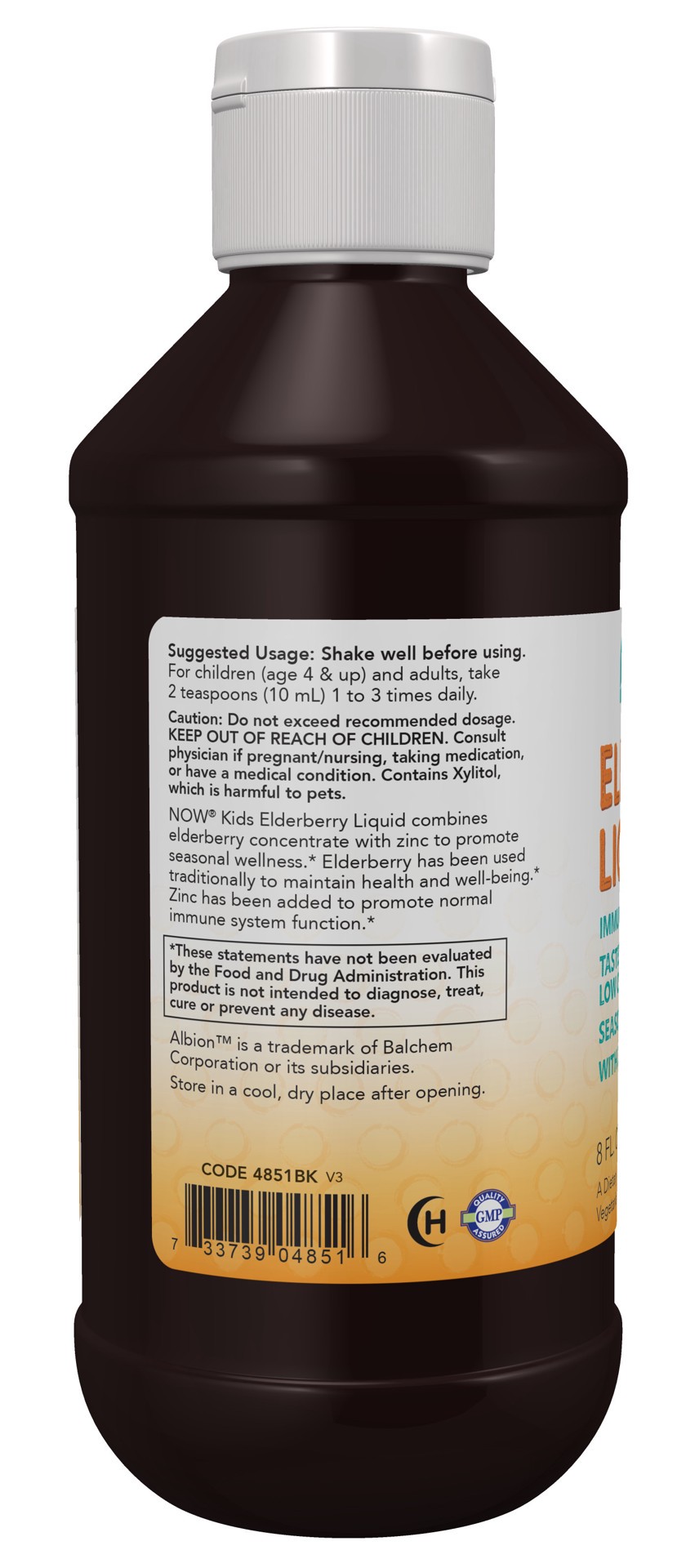 slide 3 of 4, NOW Kids Elderberry Liquid for Kids - 8 fl. oz., 8 fl oz