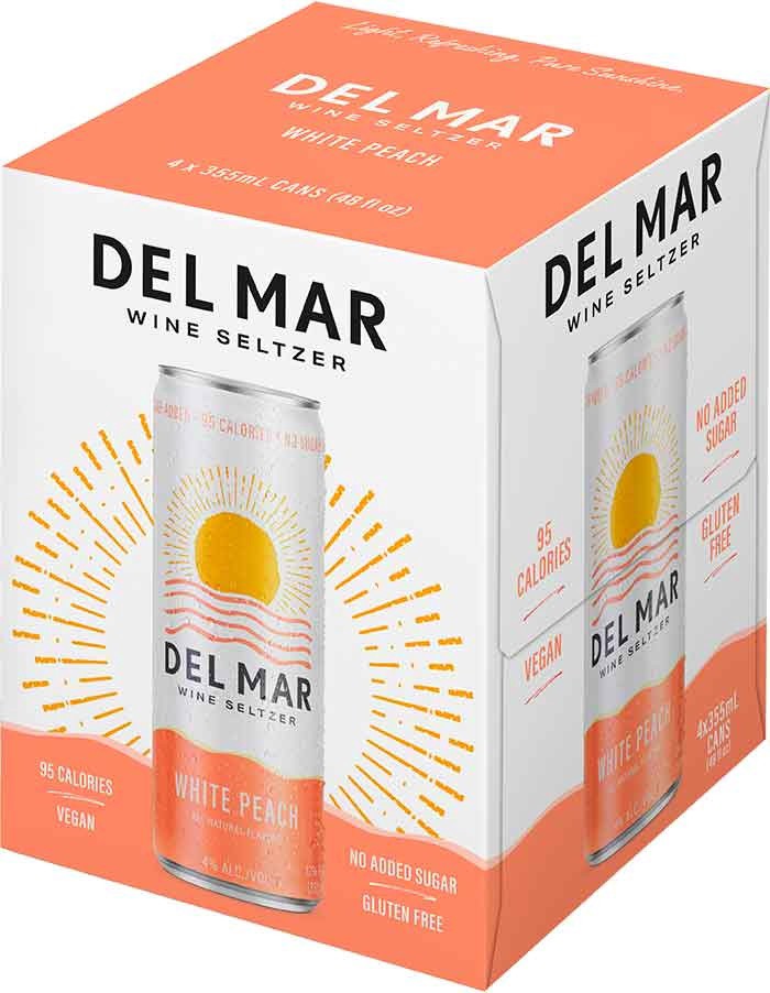 slide 1 of 1, Del Mar White Peach Wine Seltzer - 12 oz, 4 ct; 355 ml