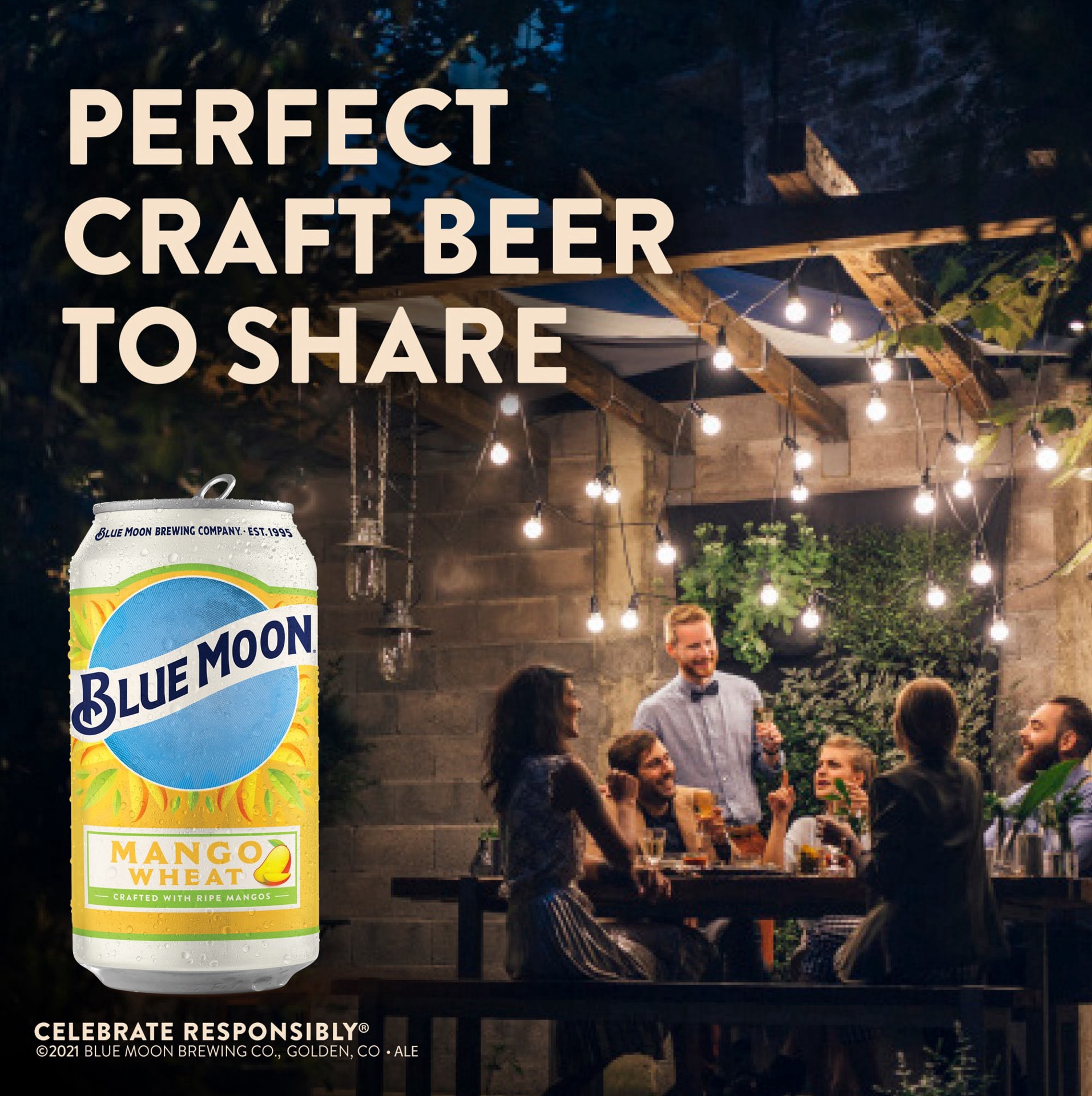 slide 4 of 5, Blue Moon Mango Wheat Ale Fruity Craft Beer, 5.4% ABV, 6-pack, 12-oz. beer cans, 72 fl oz