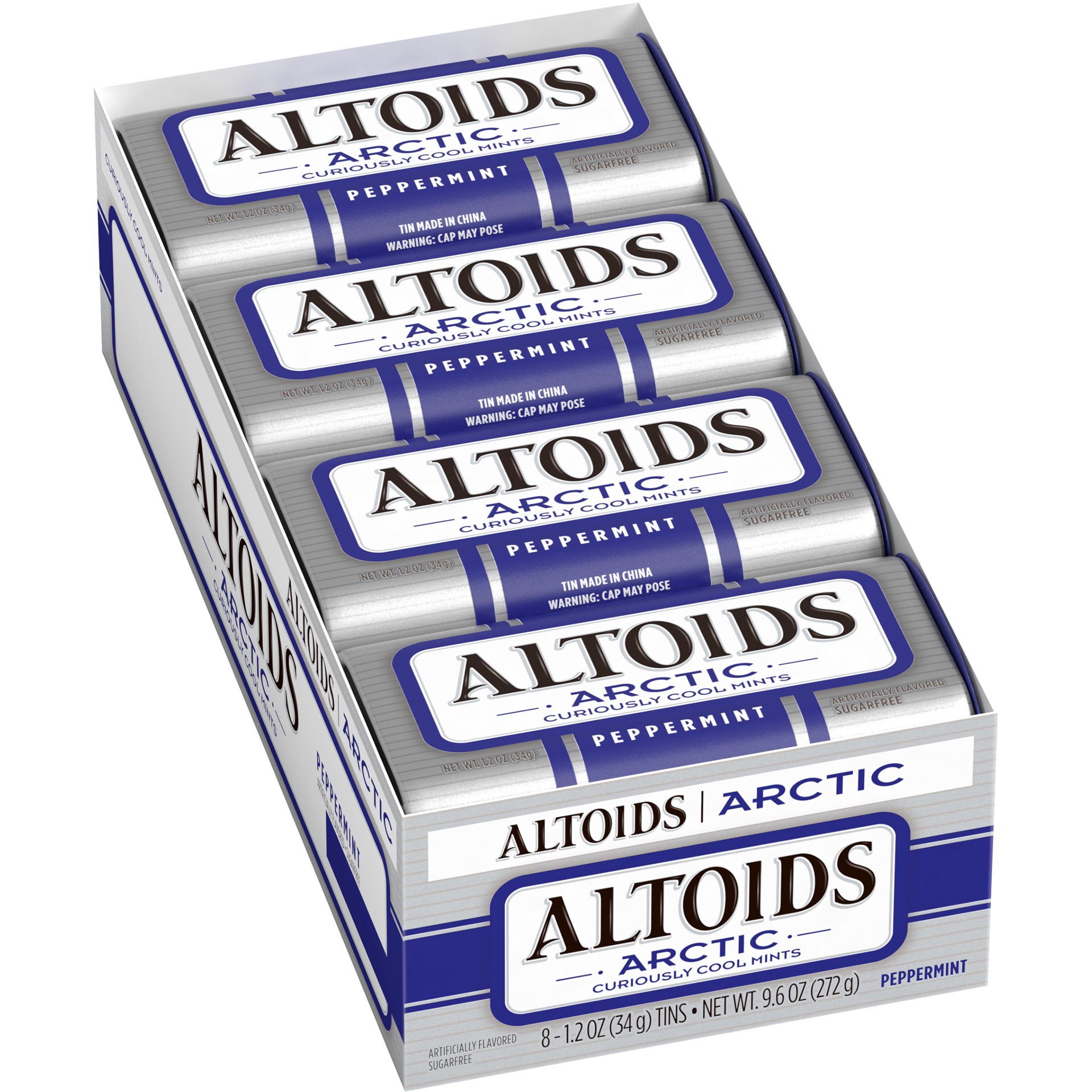 slide 1 of 8, ALTOIDS Arctic Peppermint Breath Mints Hard Candy Bulk, 1.2oz Tin (8 Pack), 9.6 oz