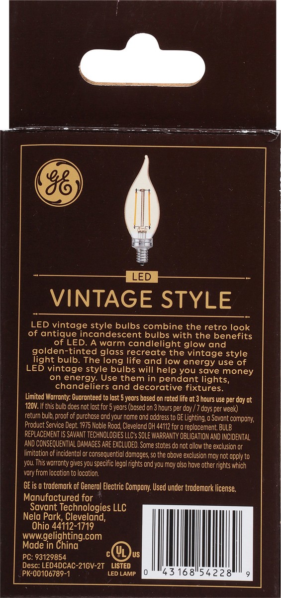 slide 4 of 9, GE 3.5 Watts LED Vintage Style Bulbs 2 ea, 2 ct