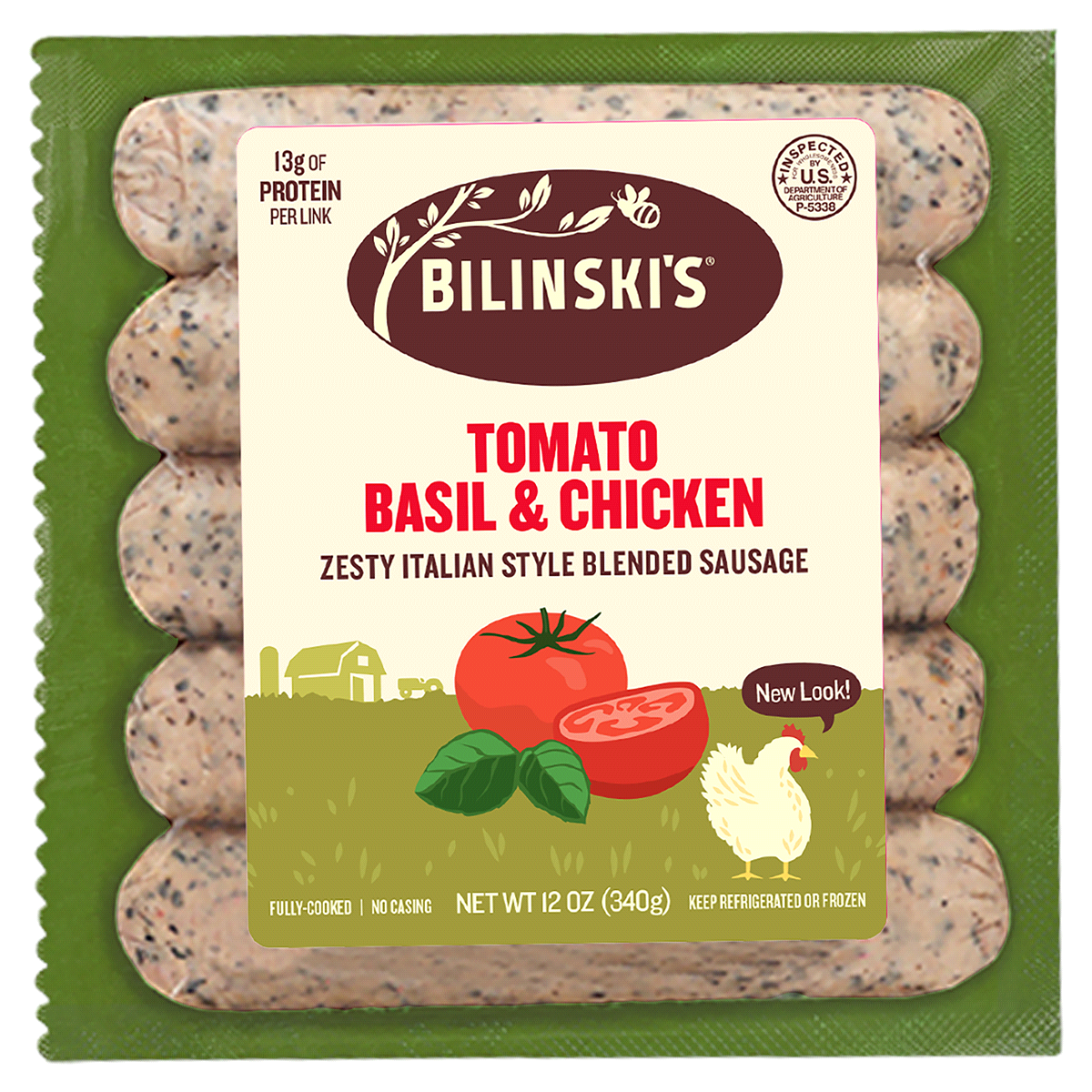 slide 1 of 1, Bilinski's Sun-Dried Tomato Chicken Sausage, 12 oz