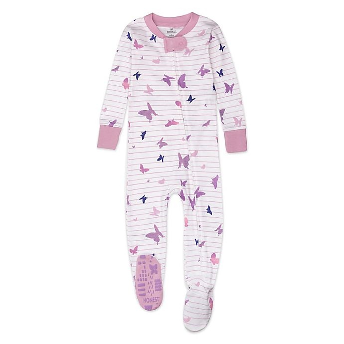 The Honest Company Butterfly Organic Cotton Footed Pajamas Purple 2