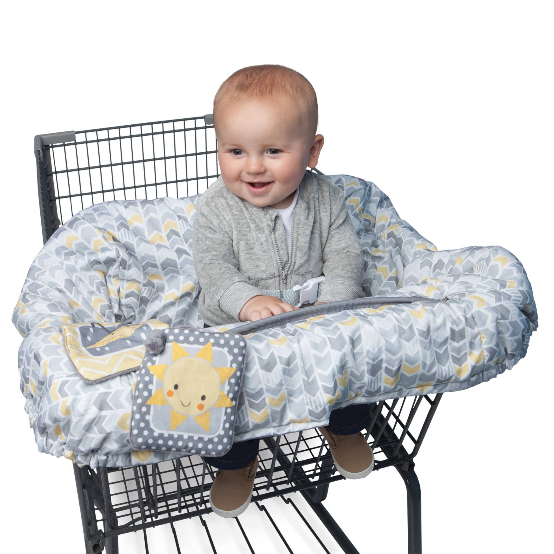 slide 1 of 5, Boppy Baby Chevron Pattern Shopping Cart Cover - Gray, 1 ct