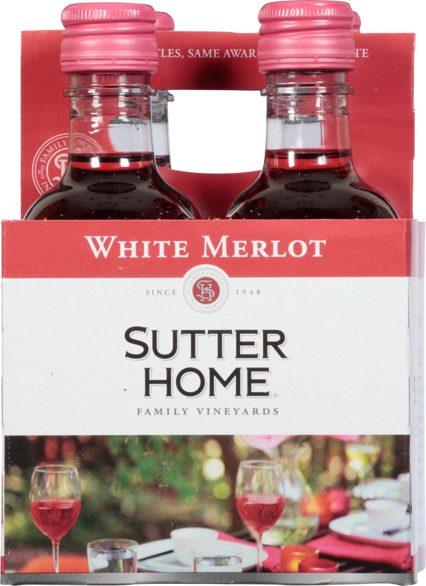 slide 5 of 8, Sutter Home White Merlot 4 - 4 ml Bottles, 187 ml