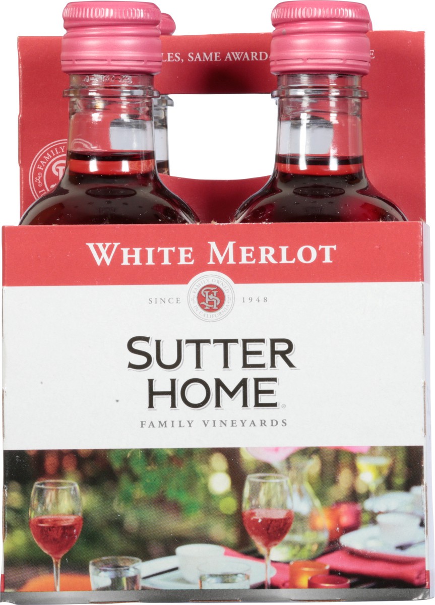 slide 8 of 8, Sutter Home White Merlot 4 - 4 ml Bottles, 187 ml