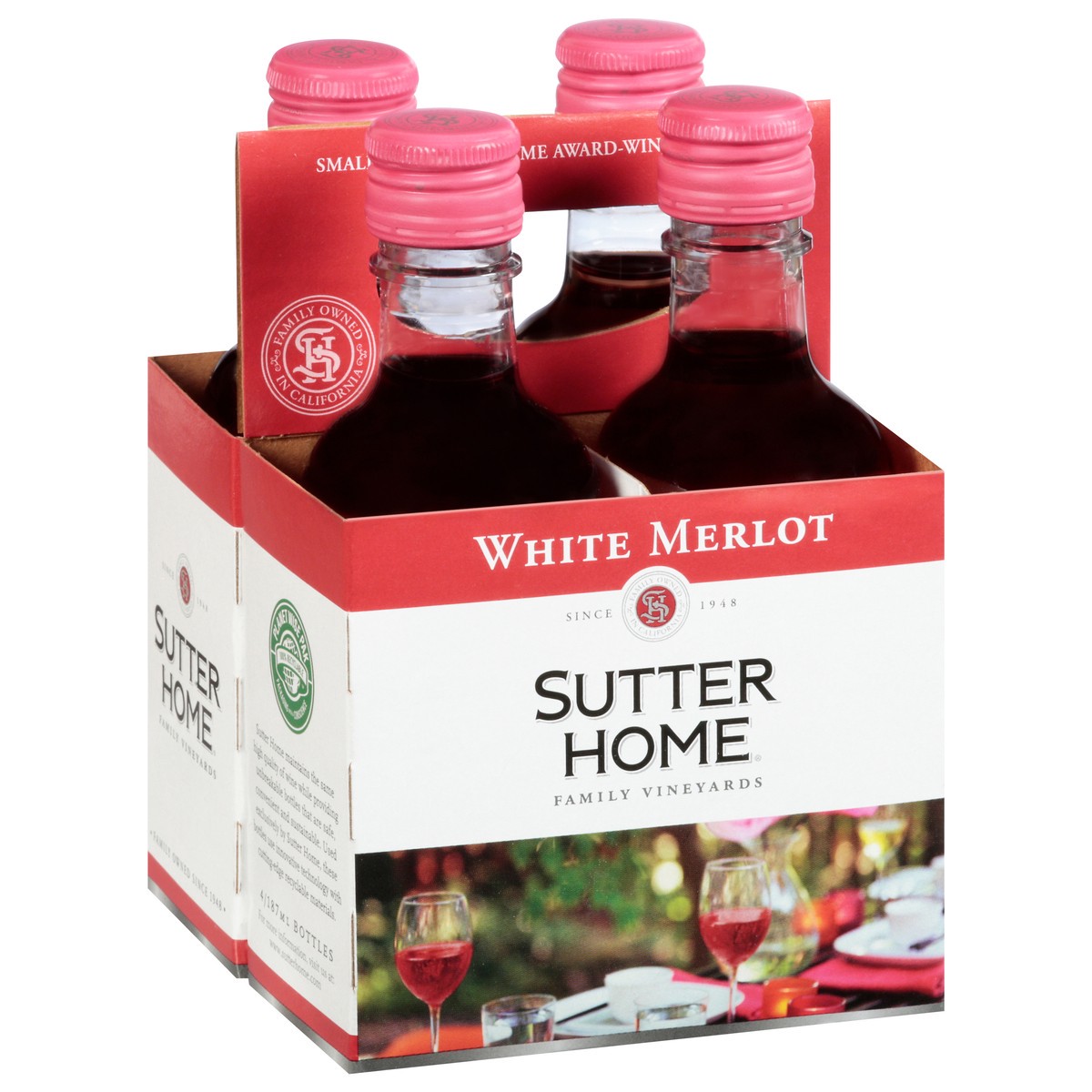 slide 3 of 8, Sutter Home White Merlot 4 - 4 ml Bottles, 187 ml