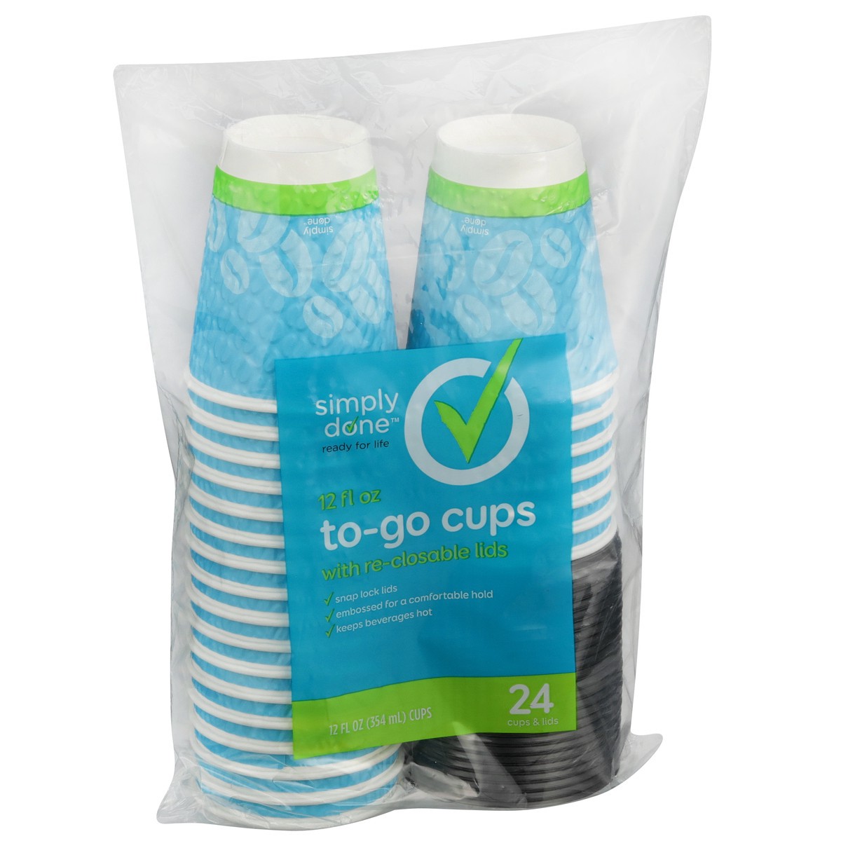 slide 5 of 9, Simply Done To-Go Cups With Re-Closable Lids, 12 fl oz