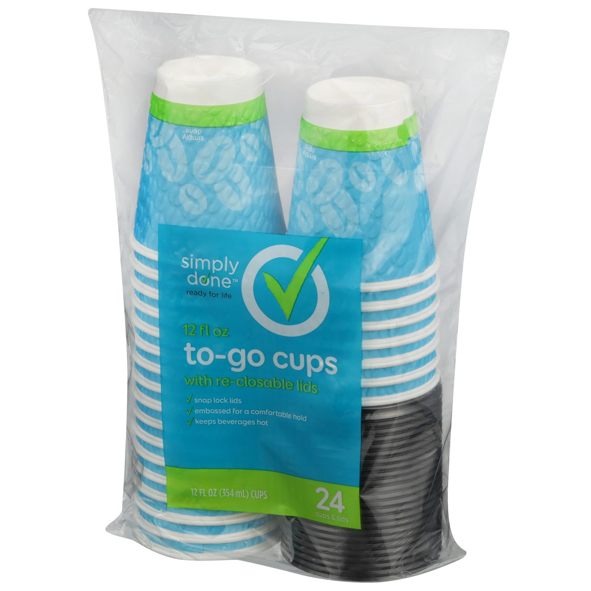 slide 3 of 9, Simply Done To-Go Cups With Re-Closable Lids, 12 fl oz