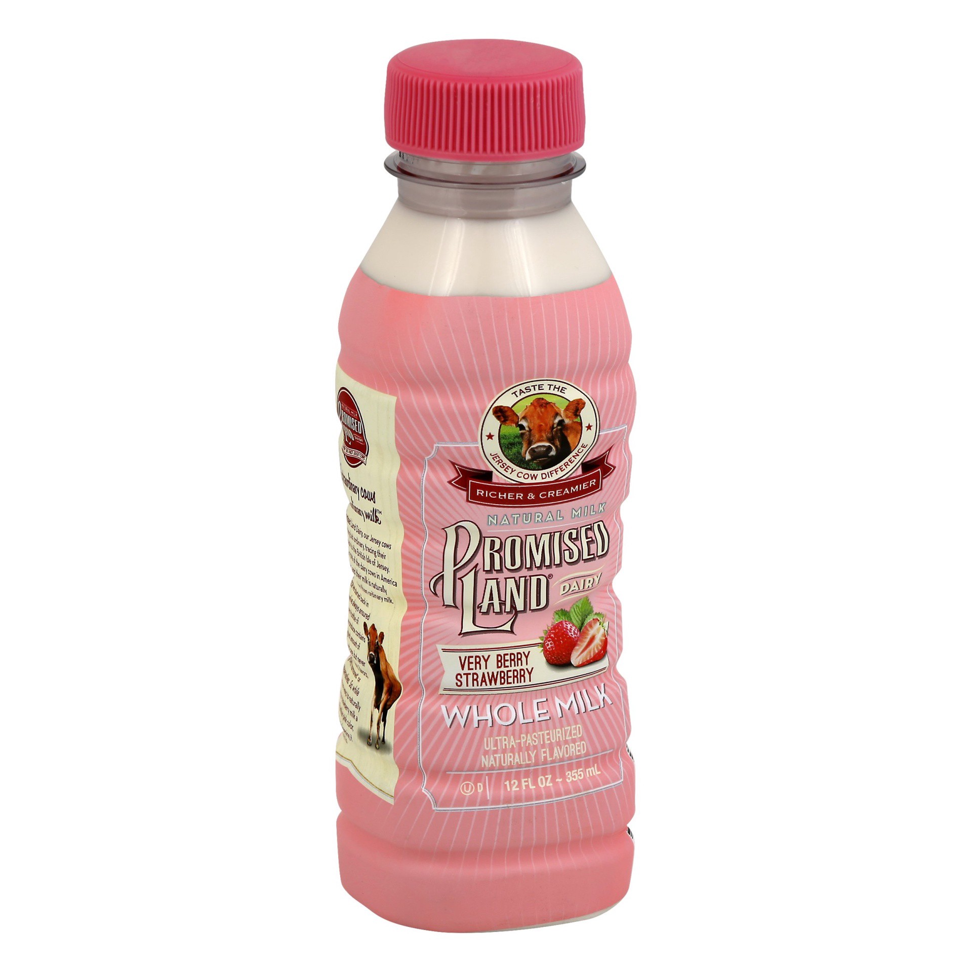 slide 1 of 8, Promised Land Dairy Very Berry Strawberry Whole Milk 12 fl oz, 12 fl oz