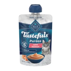 Blue Buffalo Tastefuls Adult Cat Natural Purées, Salmon 3-oz Resealable Twist Cap Pouch