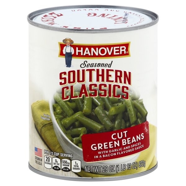 slide 1 of 1, Hanover Southern Classics Seasoned Cut Green Beans, 29 oz