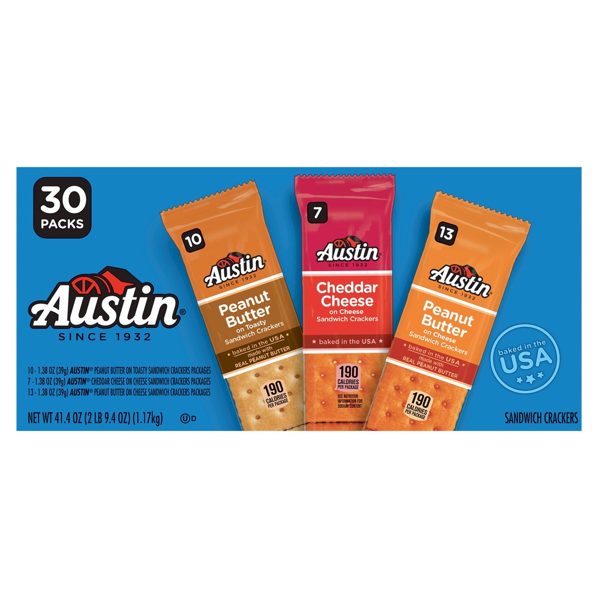 slide 1 of 5, Austin Variety Pack Sandwich Crackers, 41.4 oz, 30 Count, 41.4 oz
