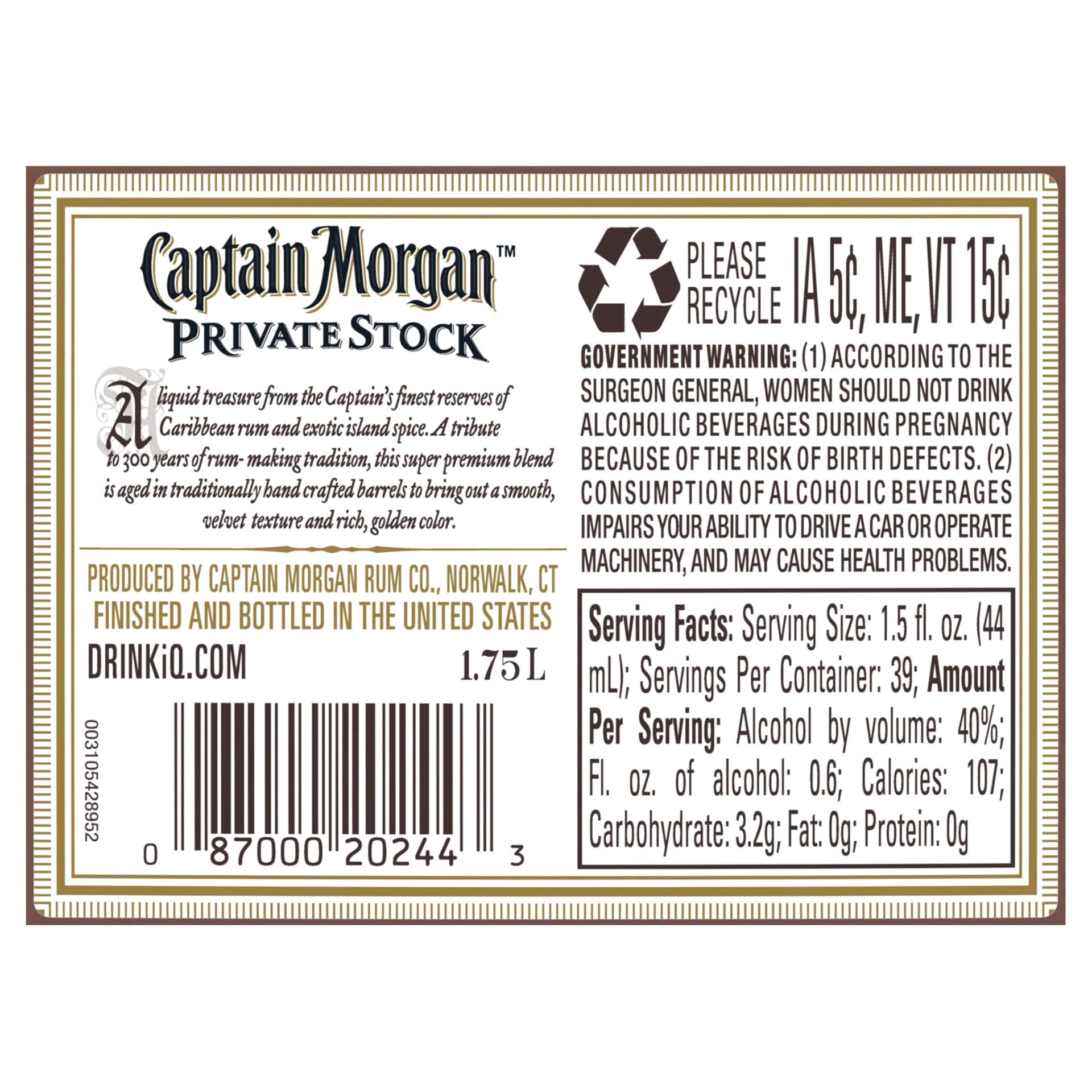 slide 6 of 9, Captain Morgan Private Stock, 1.75LT, 1.75 liter