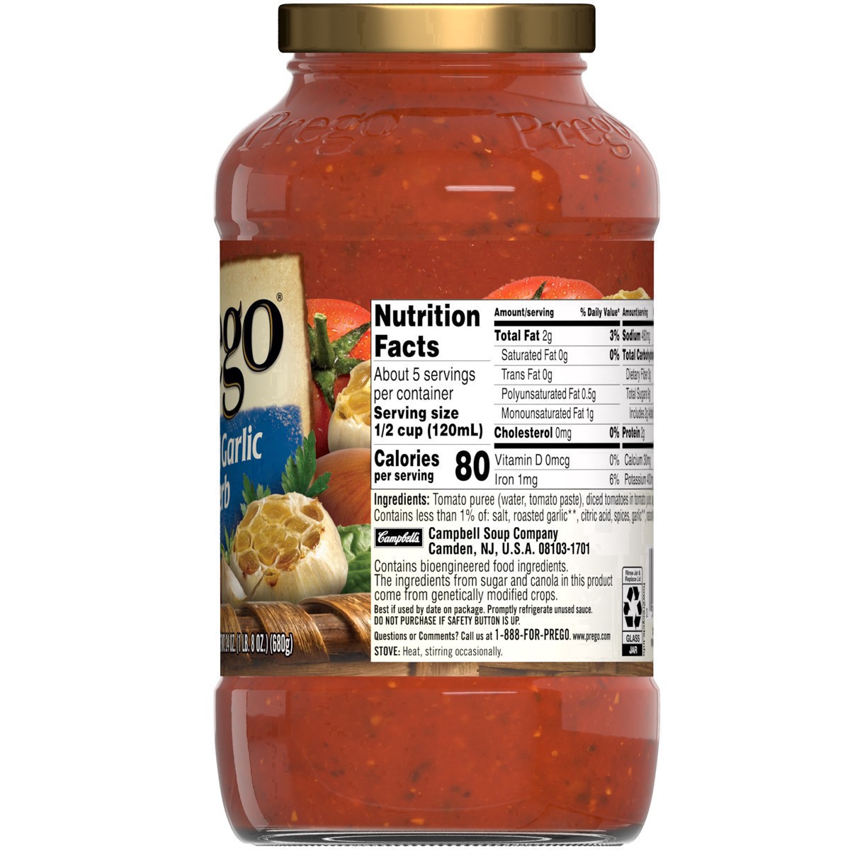 slide 18 of 90, Prego Roasted Garlic & Herb Italian Sauce, 24 oz