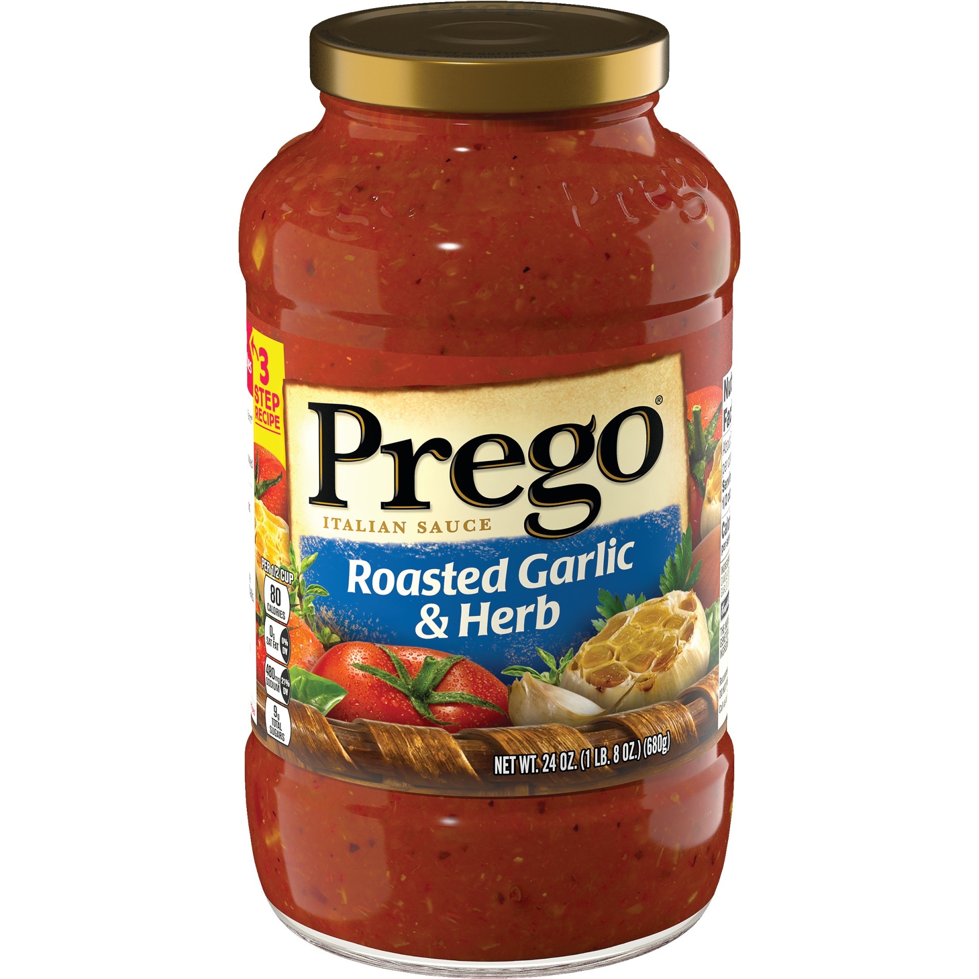 slide 1 of 8, Prego Roasted Garlic & Herb Italian Sauce, 24 oz