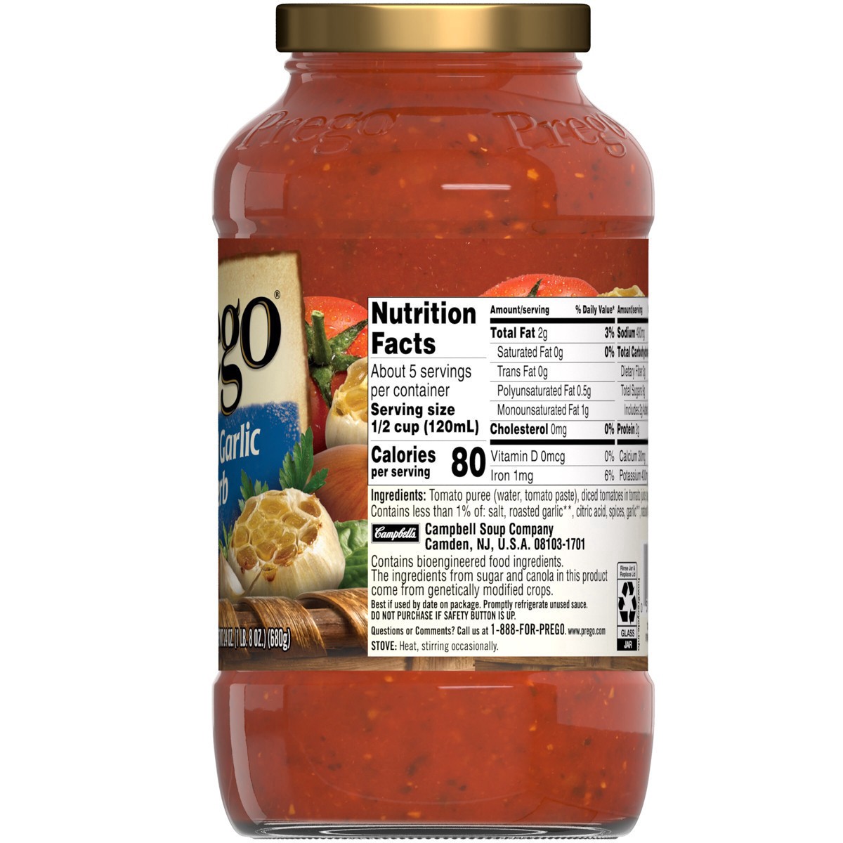 slide 30 of 90, Prego Roasted Garlic & Herb Italian Sauce, 24 oz