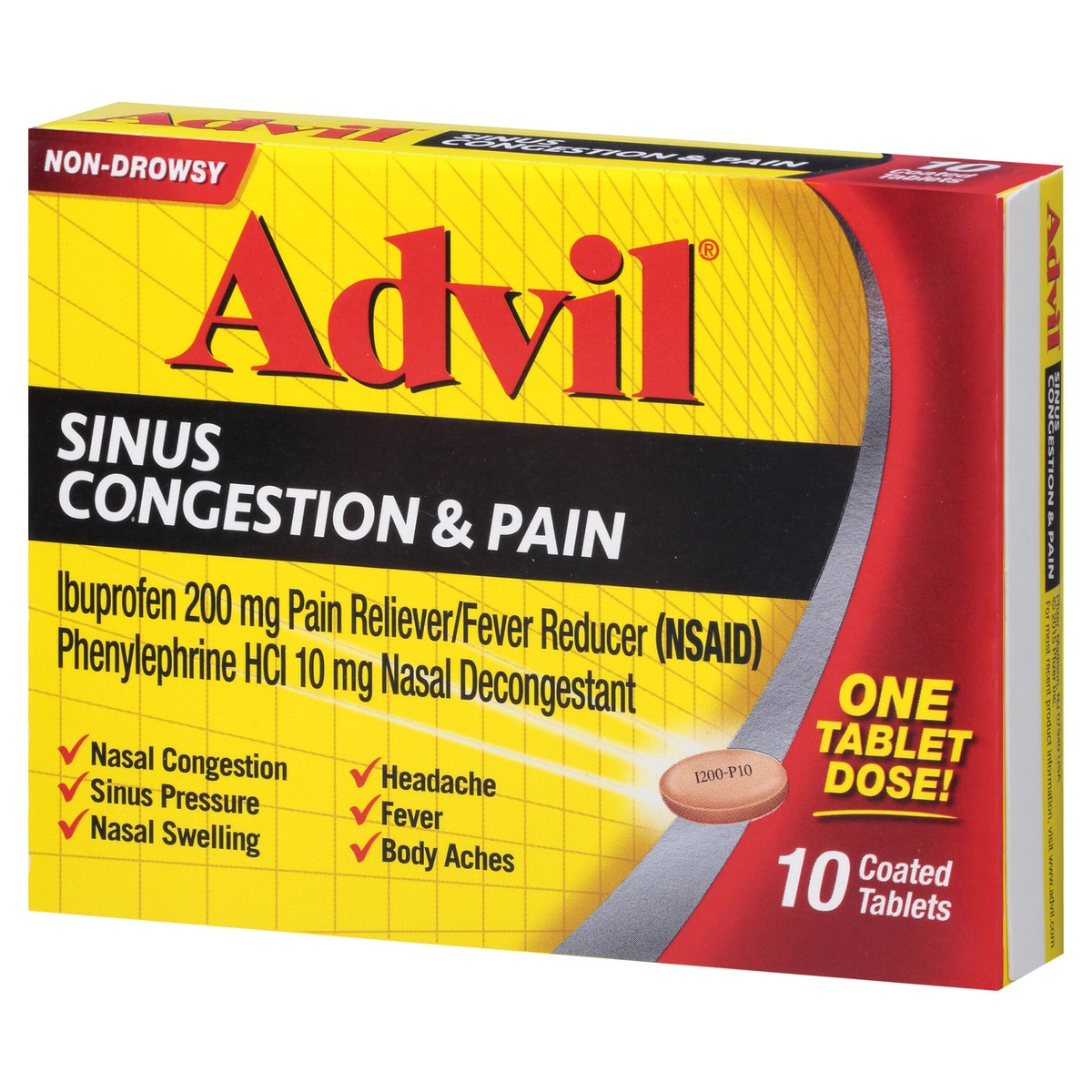 slide 2 of 13, Advil Sinus Congestion &Pain, 10 ct