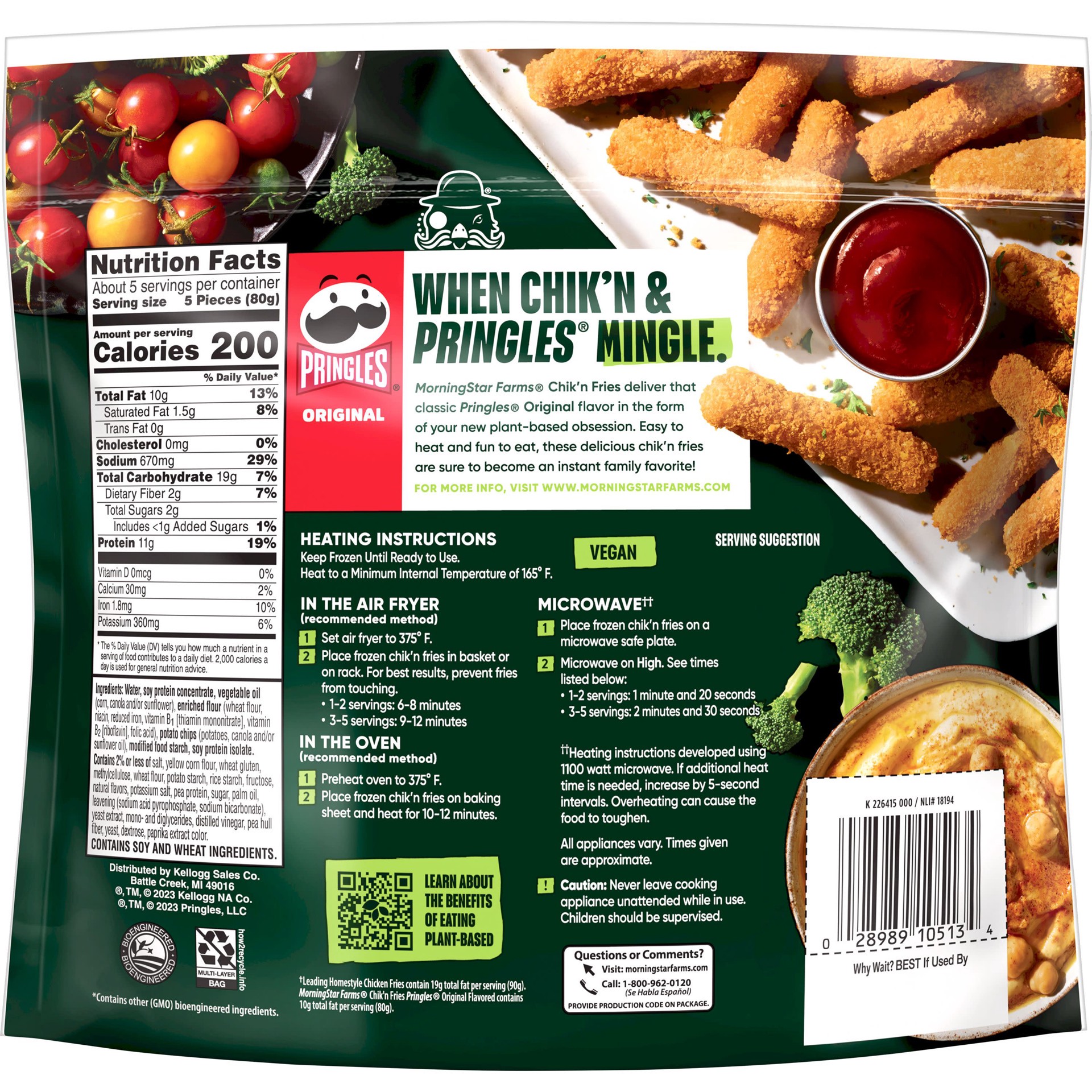 slide 5 of 5, MorningStar Farms Plant Based Chik'n Fries, Vegan Meat, Pringles Original Flavor, 13.5oz, 13.5 oz