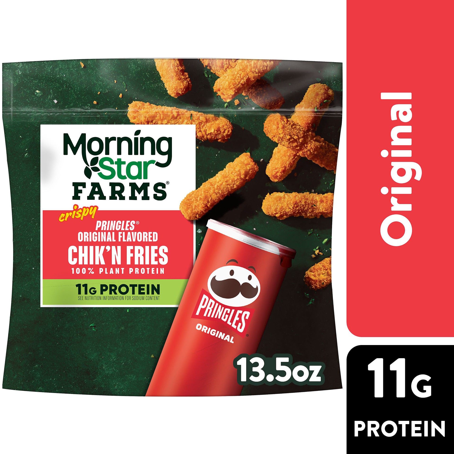 slide 1 of 5, MorningStar Farms Plant Based Chik'n Fries, Vegan Meat, Pringles Original Flavor, 13.5oz, 13.5 oz