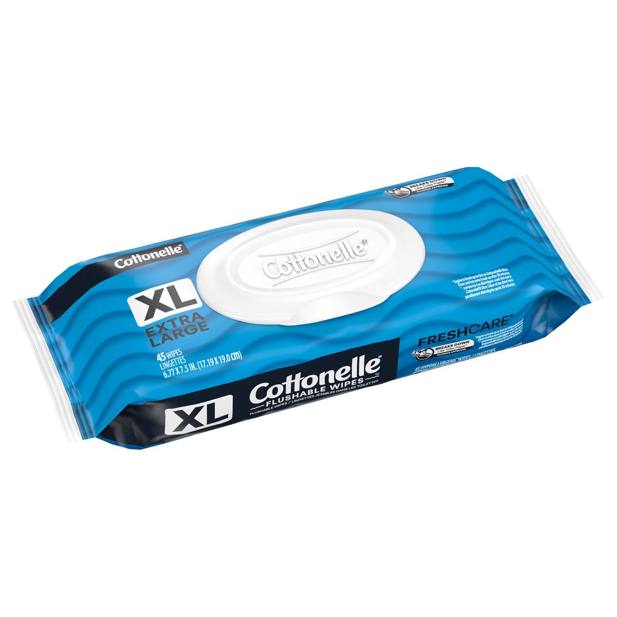 slide 3 of 9, Cottonelle XL Flushable Wet Wipes, Adult Wipes Large, 1 Flip-Top Pack, 45 Total Flushable Wipes, 45 ct