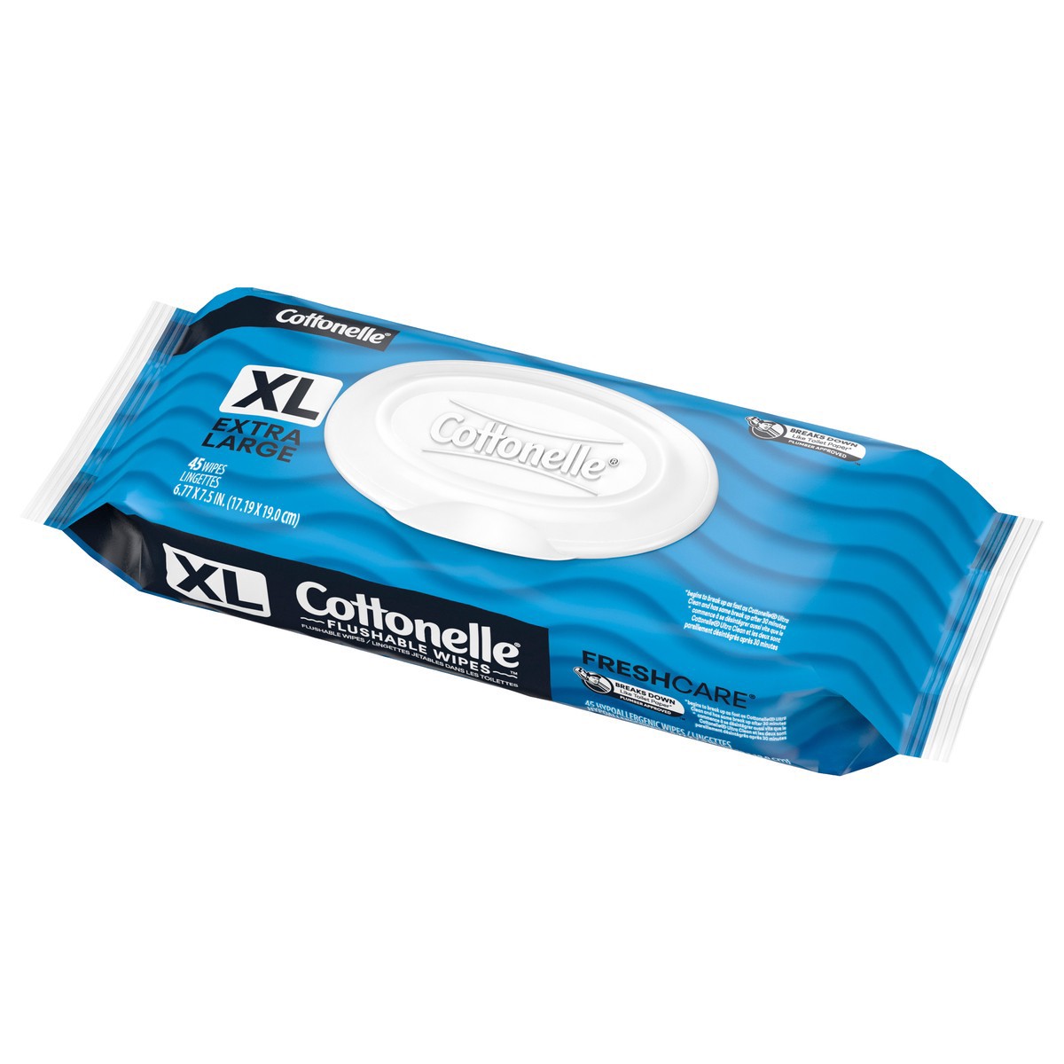 slide 9 of 9, Cottonelle XL Flushable Wet Wipes, Adult Wipes Large, 1 Flip-Top Pack, 45 Total Flushable Wipes, 45 ct