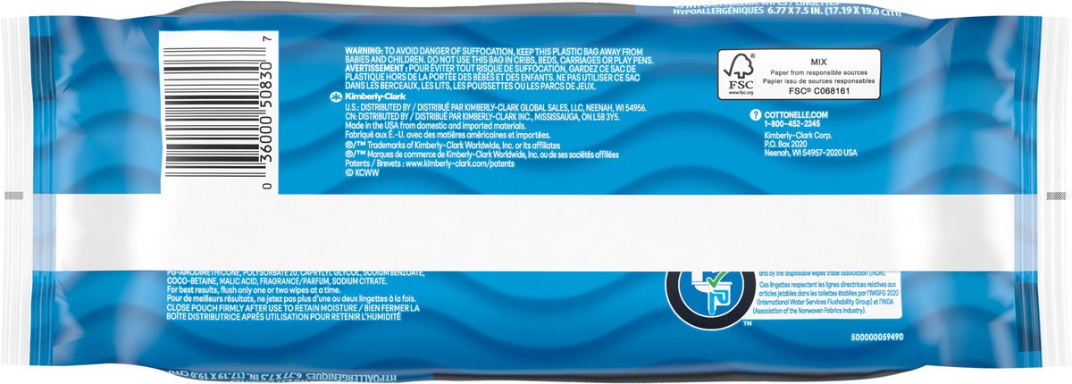 slide 2 of 9, Cottonelle XL Flushable Wet Wipes, Adult Wipes Large, 1 Flip-Top Pack, 45 Total Flushable Wipes, 45 ct