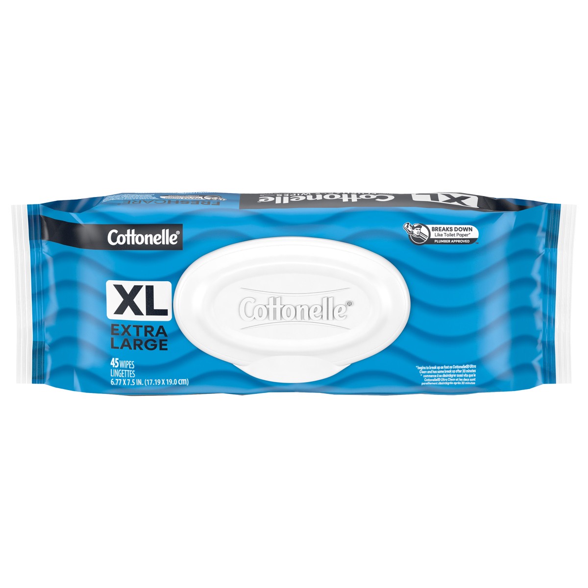 slide 1 of 9, Cottonelle XL Flushable Wet Wipes, Adult Wipes Large, 1 Flip-Top Pack, 45 Total Flushable Wipes, 45 ct