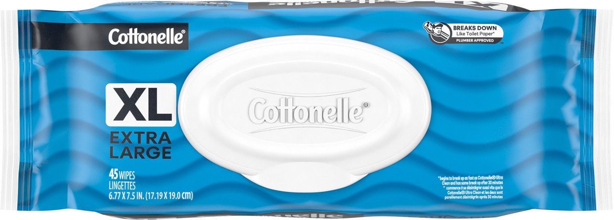 slide 8 of 9, Cottonelle XL Flushable Wet Wipes, Adult Wipes Large, 1 Flip-Top Pack, 45 Total Flushable Wipes, 45 ct
