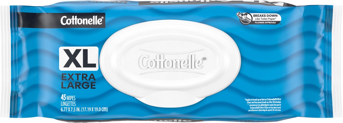 slide 9 of 9, Cottonelle Extra Large Flushable Wipes, 45 ct