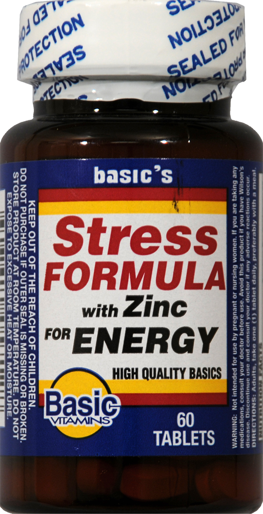 slide 1 of 1, Basic Stress Formula With Zinc Tablets, 60 ct