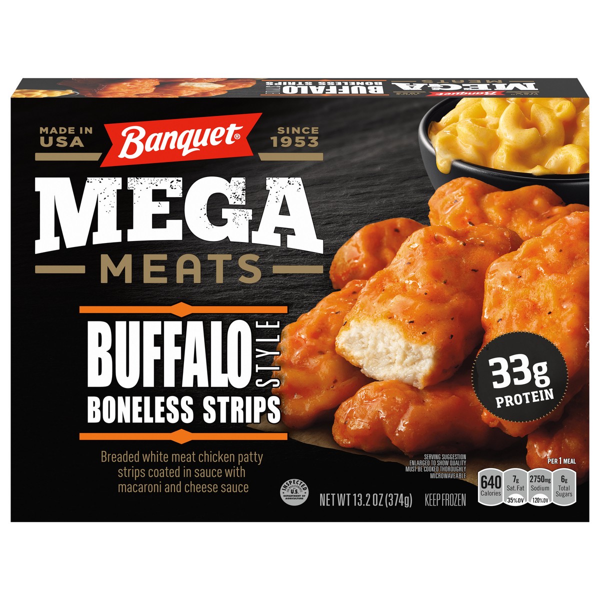 slide 1 of 5, Banquet Mega Meats Buffalo Style Boneless Boneless Strips 13.2 oz, 13.2 oz