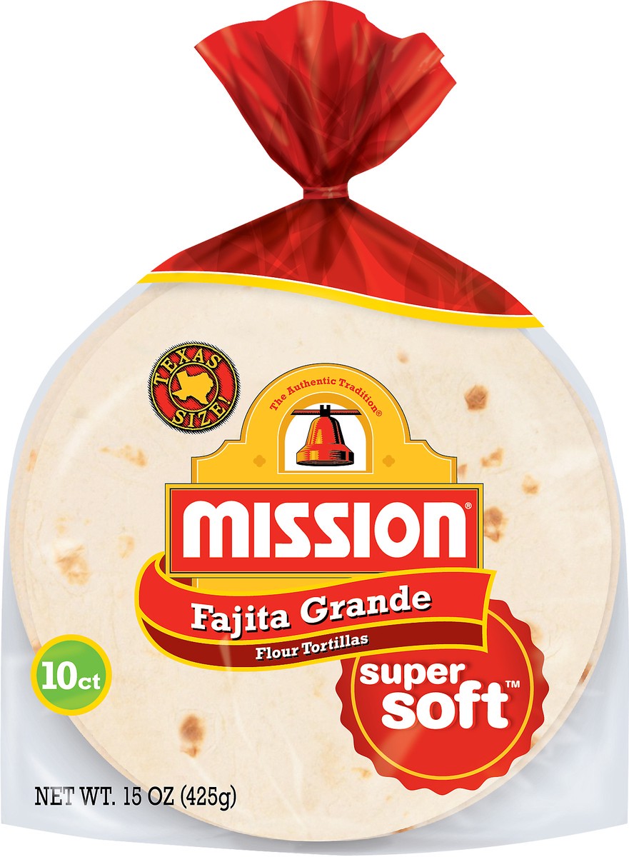 slide 5 of 6, Mission Fajita Grande Flour Tortillas, 10 Count, 10 ct