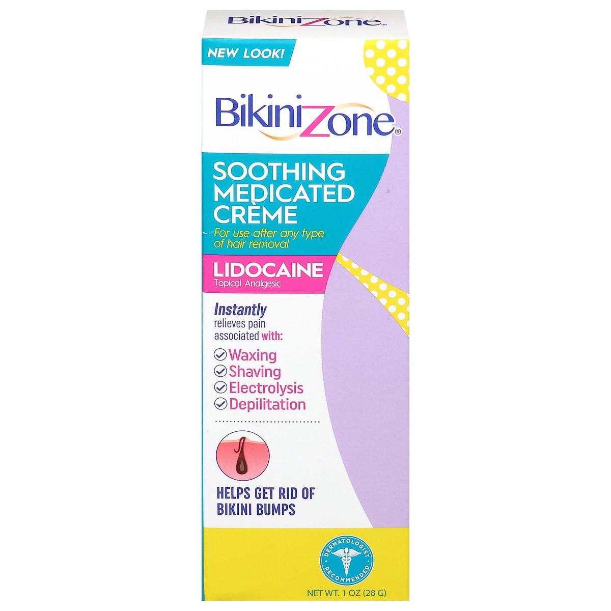 slide 1 of 9, Bikini Zone Lidocaine Topical Analgesic Soothing Medicated Creme 1 oz, 1 oz