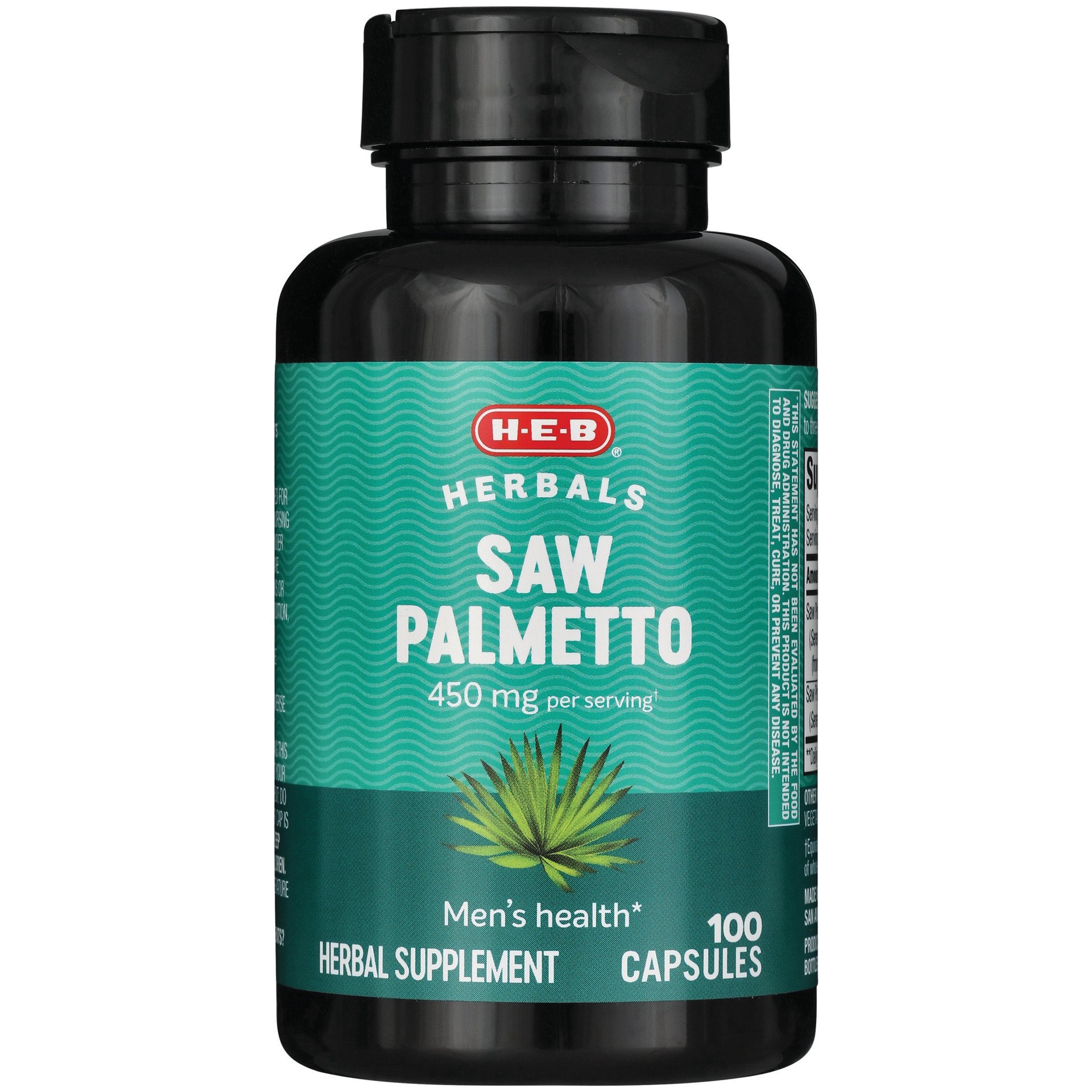 slide 1 of 1, H-E-B Herbals Saw Palmetto Capsules - 450 mg, 100 ct