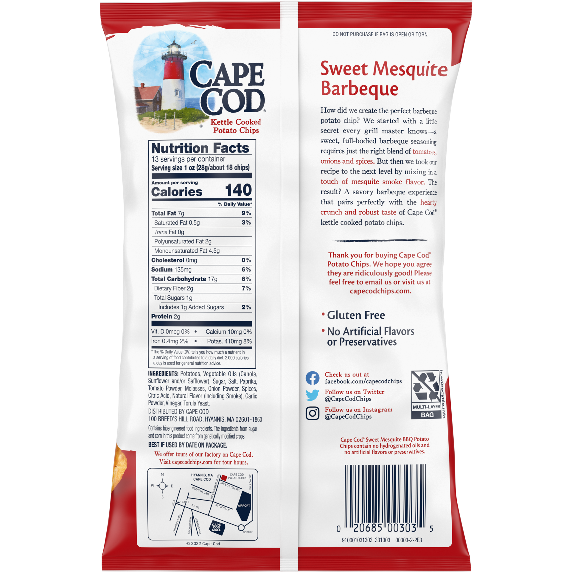 slide 3 of 5, Cape Cod Potato Chips, Sweet Mesquite Barbeque Kettle Chips, 13 Oz, 13 oz