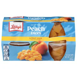 Libby's Yellow Cling Peach Dices in Fruit Juice - 4 x 4 oz Cups