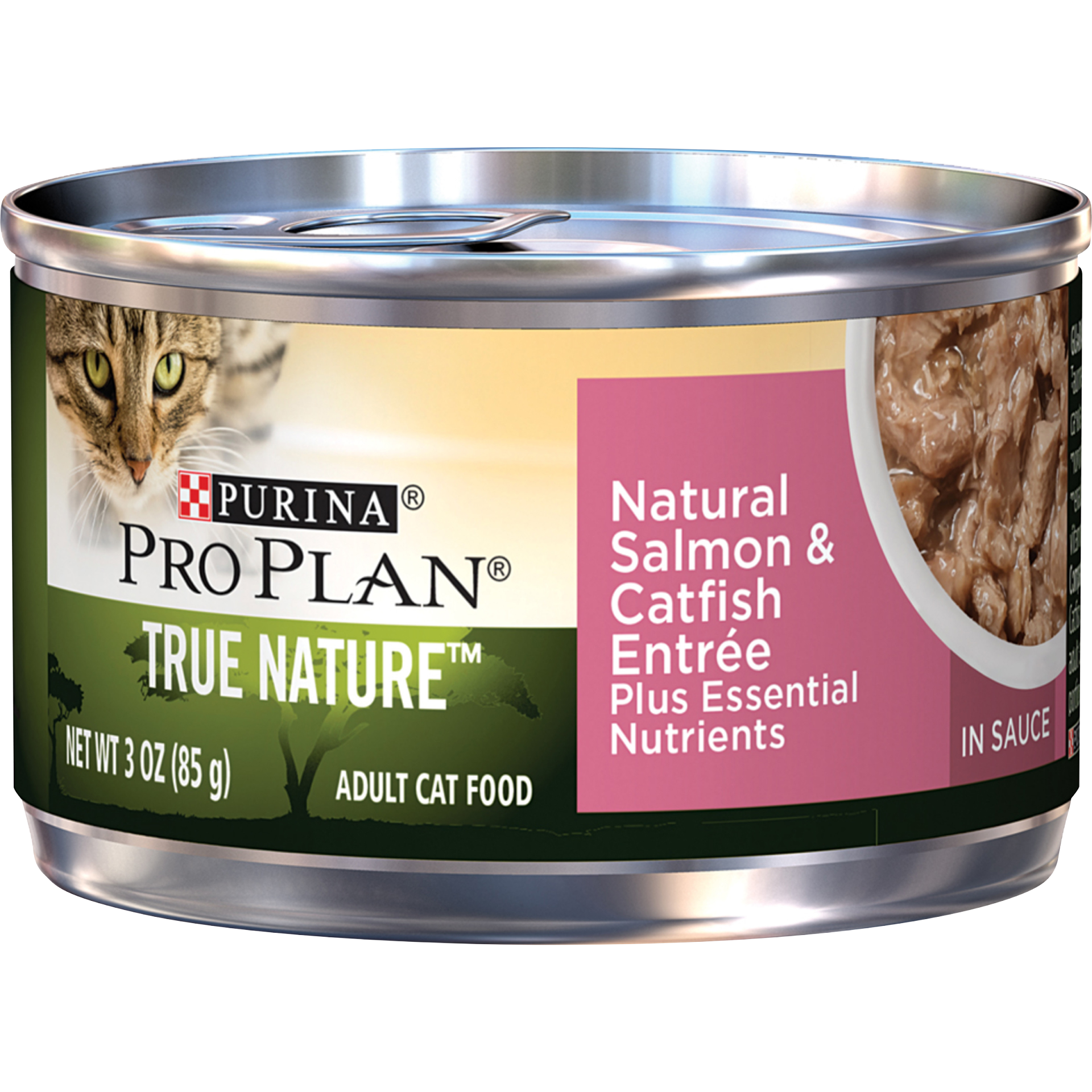 slide 1 of 9, Pro Plan True Nature Salmon & Catfish Adult Canned Cat Food, 3 oz