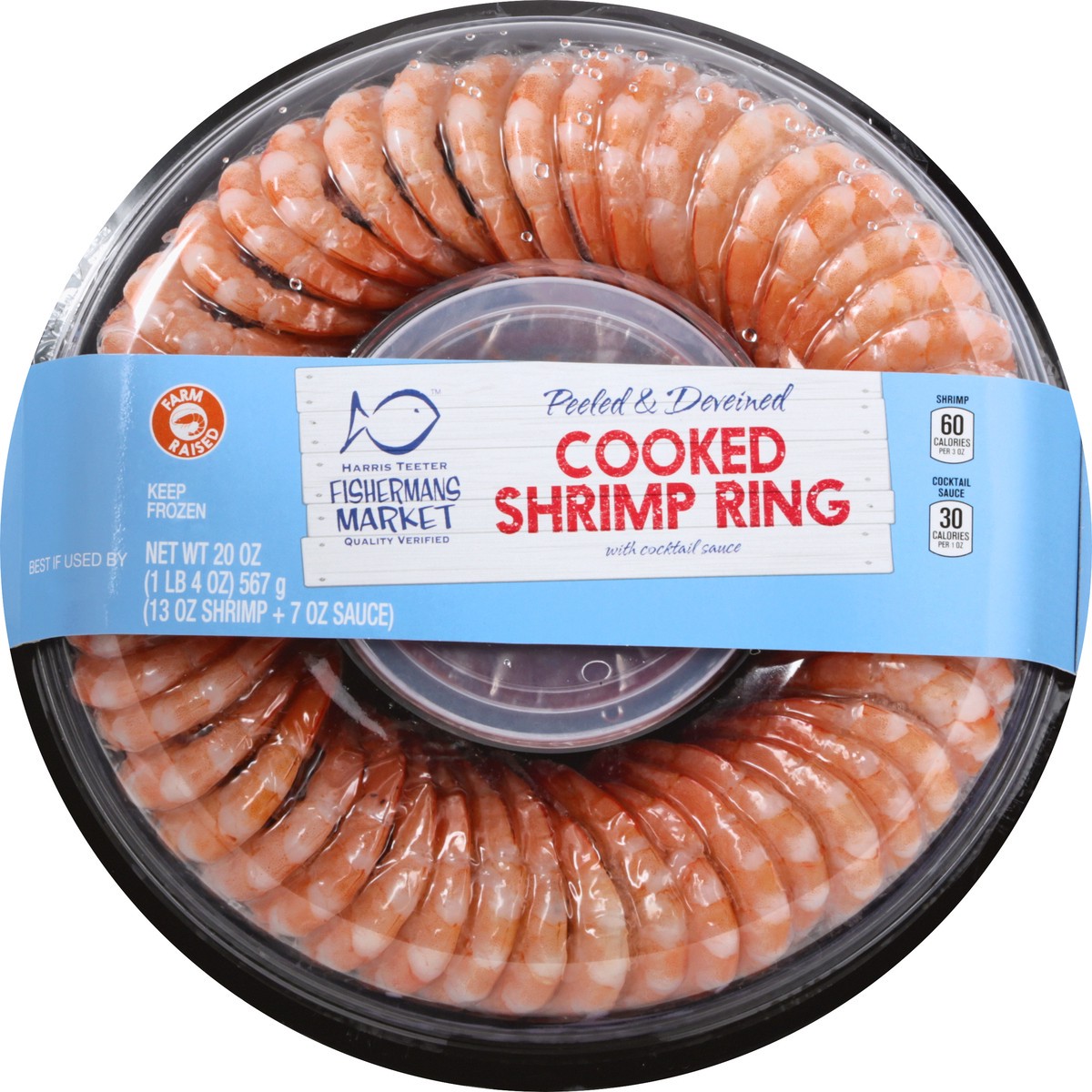 slide 1 of 12, Fisherman's Market With Cocktail Sauce Cooked Shrimp Ring 20 oz, 20 oz