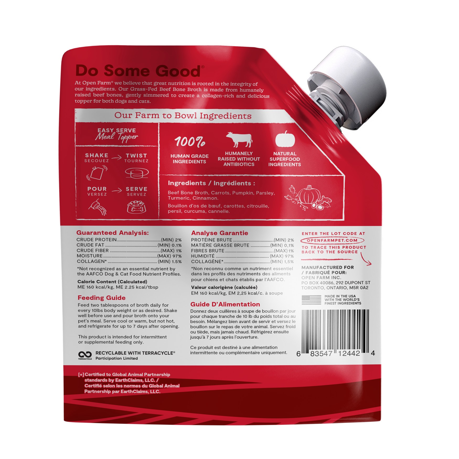 slide 2 of 3, OPEN FARM Grass-Fed Beef Bone Broth for Dogs & Cats - 12 oz, 12 oz