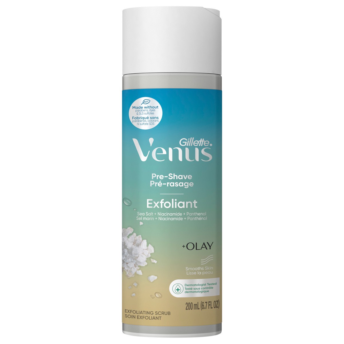 slide 1 of 1, Gillette Venus Women's Shave Gel, Pre-Shave Sea Salt Exfoliant Scrub, 6.7 oz