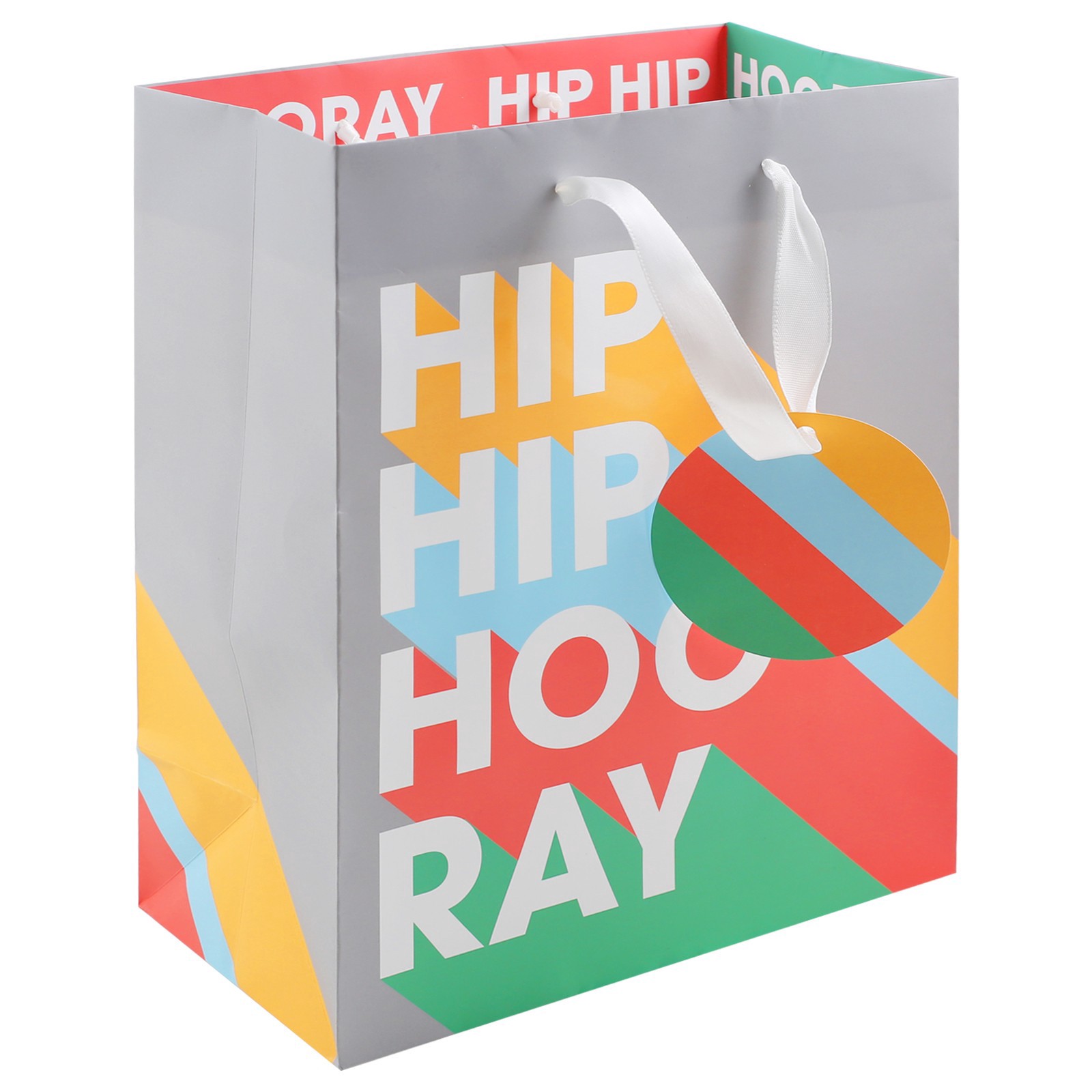 slide 2 of 2, 9.75" Hip-Hip Hooray Gift Bag By Celebrate It, 7.75 in x 9.75 in x 4 in