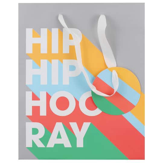 slide 1 of 2, 9.75" Hip-Hip Hooray Gift Bag By Celebrate It, 7.75 in x 9.75 in x 4 in