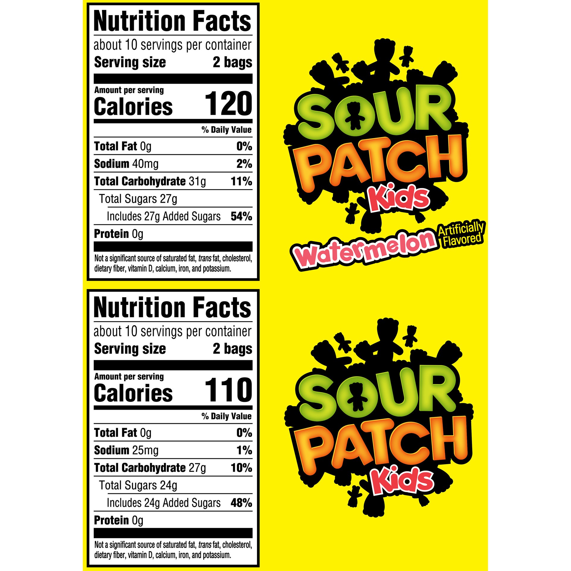 slide 7 of 11, SOUR PATCH KIDS Original Candy and SOUR PATCH KIDS Watermelon Candy Halloween Candy Variety Pack, 40 Trick or Treat Snack Packs, 1.41 lb