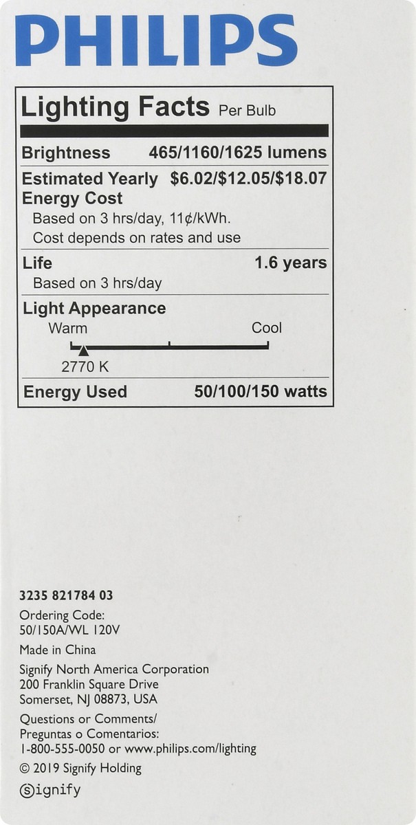 slide 5 of 9, Philips DuraMax 50/100/150 Watts 3-Way Light Bulb 1 ea, 1 ct