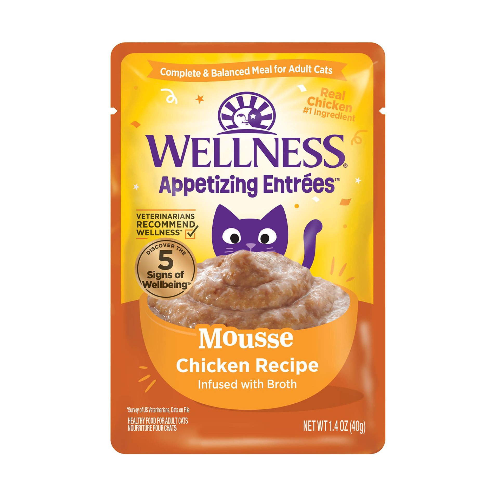 slide 1 of 1, Wellness Appetizing Entrees Adult Cat Food - Mousse, 1.4 oz, 1.4 oz