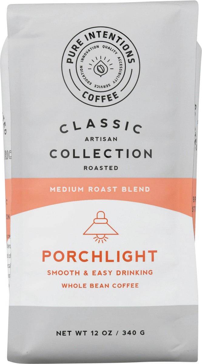 slide 1 of 13, Pure Intentions Coffee Porchlight Medium Roast Blend Whole Bean Coffee 12 oz, 12 oz