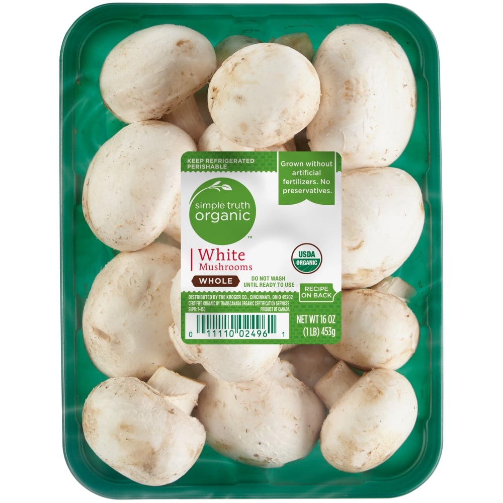 slide 1 of 1, Simple Truth Organic Whole White Mushrooms, 16 oz