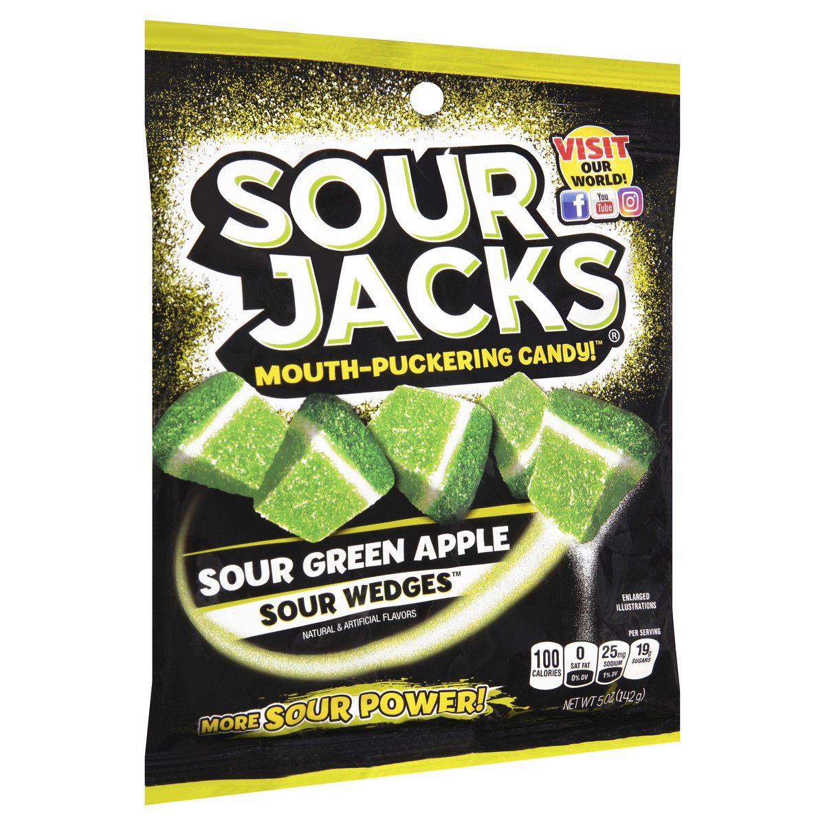 slide 9 of 9, Sour Jacks Sour Wedges Sour Green Apple Candy 5 oz, 1 ct